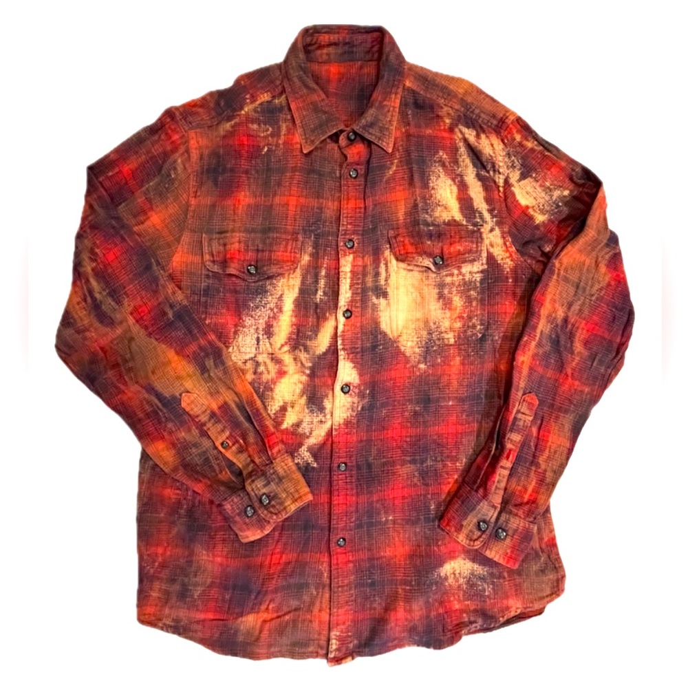 Vintage Men’s Ombre Plaid Bleach Out